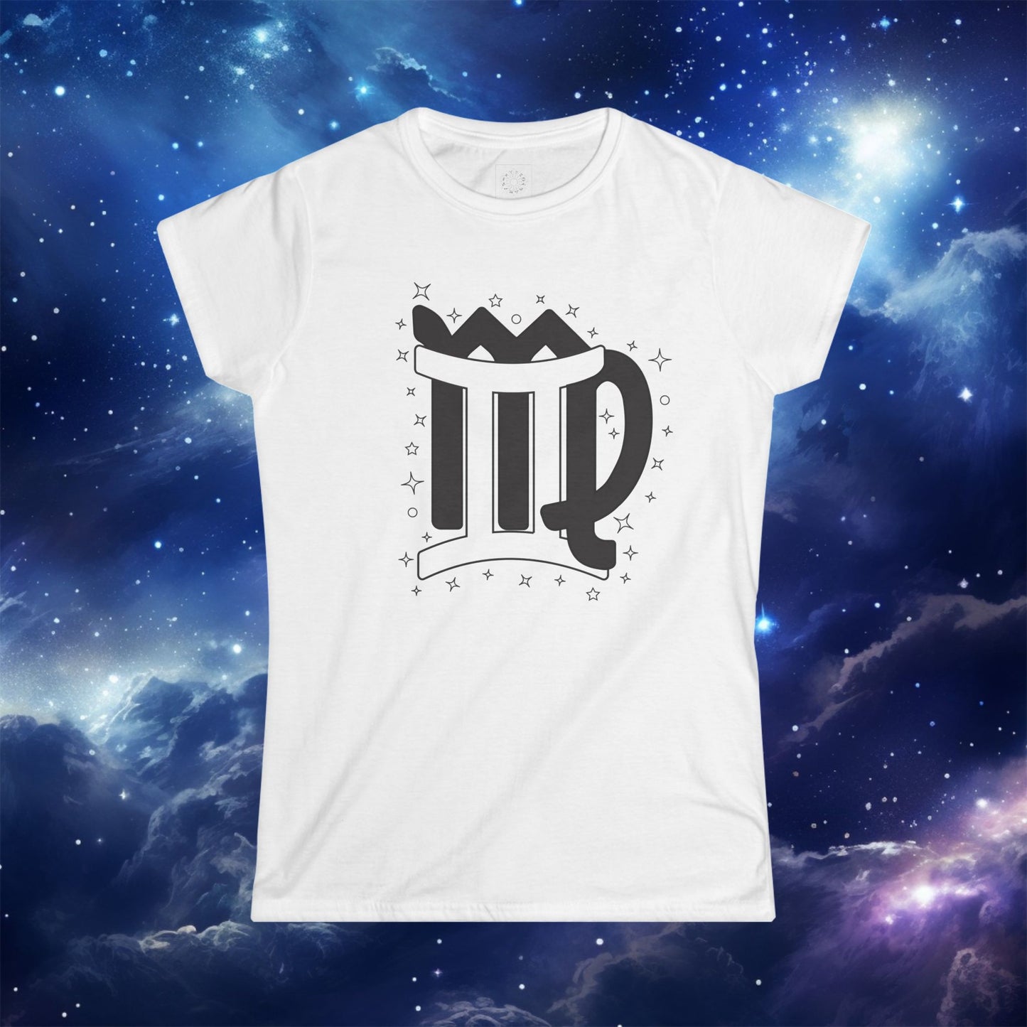 Astrology Zodiac Women's Softstyle Tee with Virgo and Gemini Symbols and Love Description