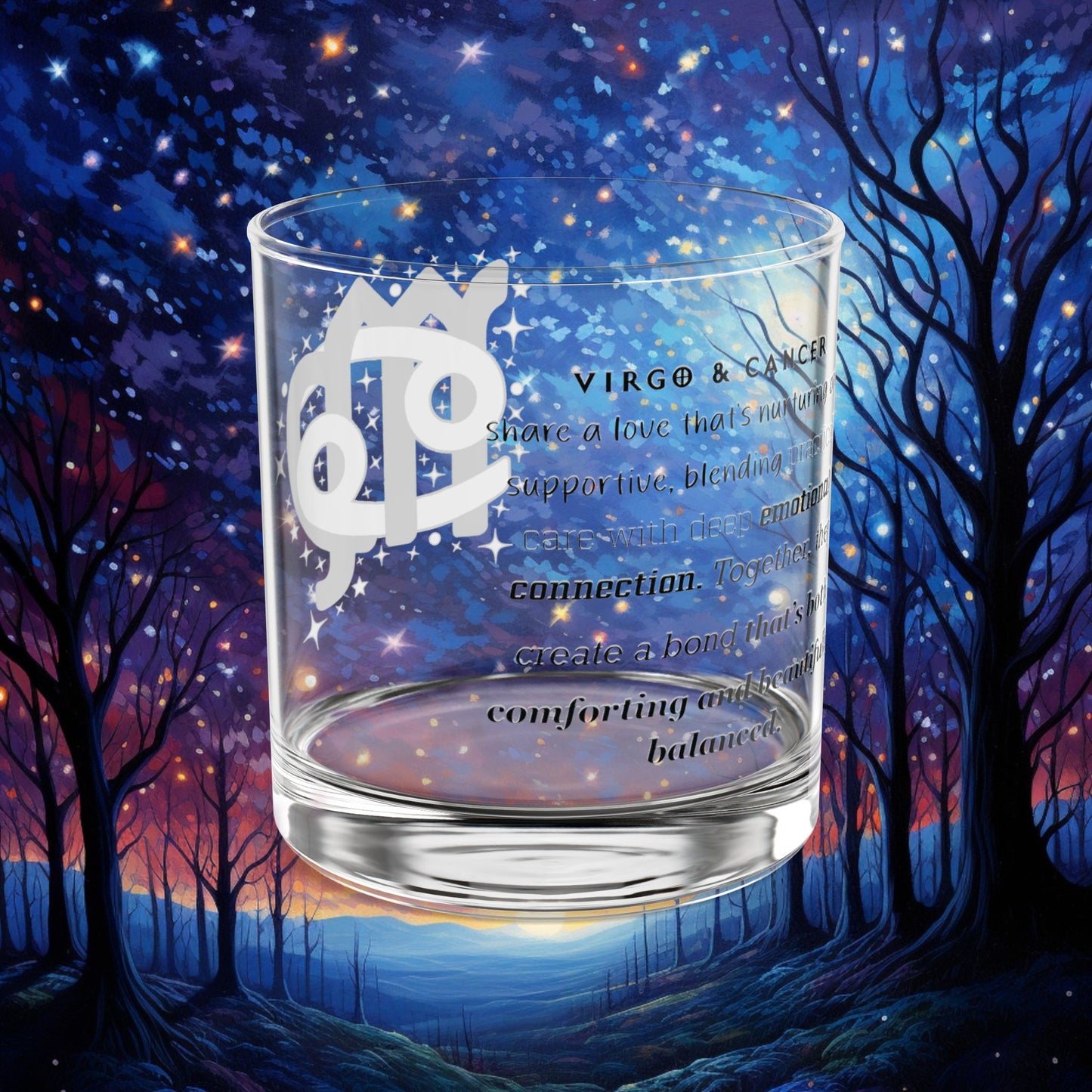 Virgo Cancer Zodiac Rocks Glass