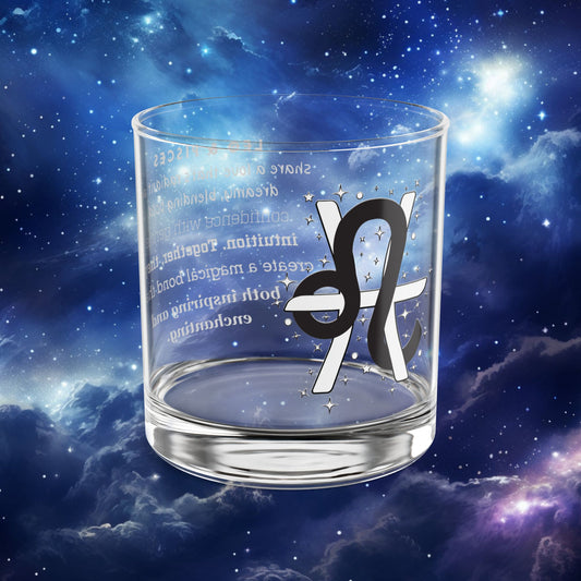 Leo Pisces Zodiac Rocks Glass
