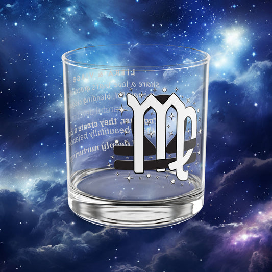 Libra Virgo Zodiac Rocks Glass