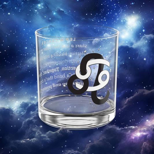 Leo Cancer Zodiac Rocks Glass