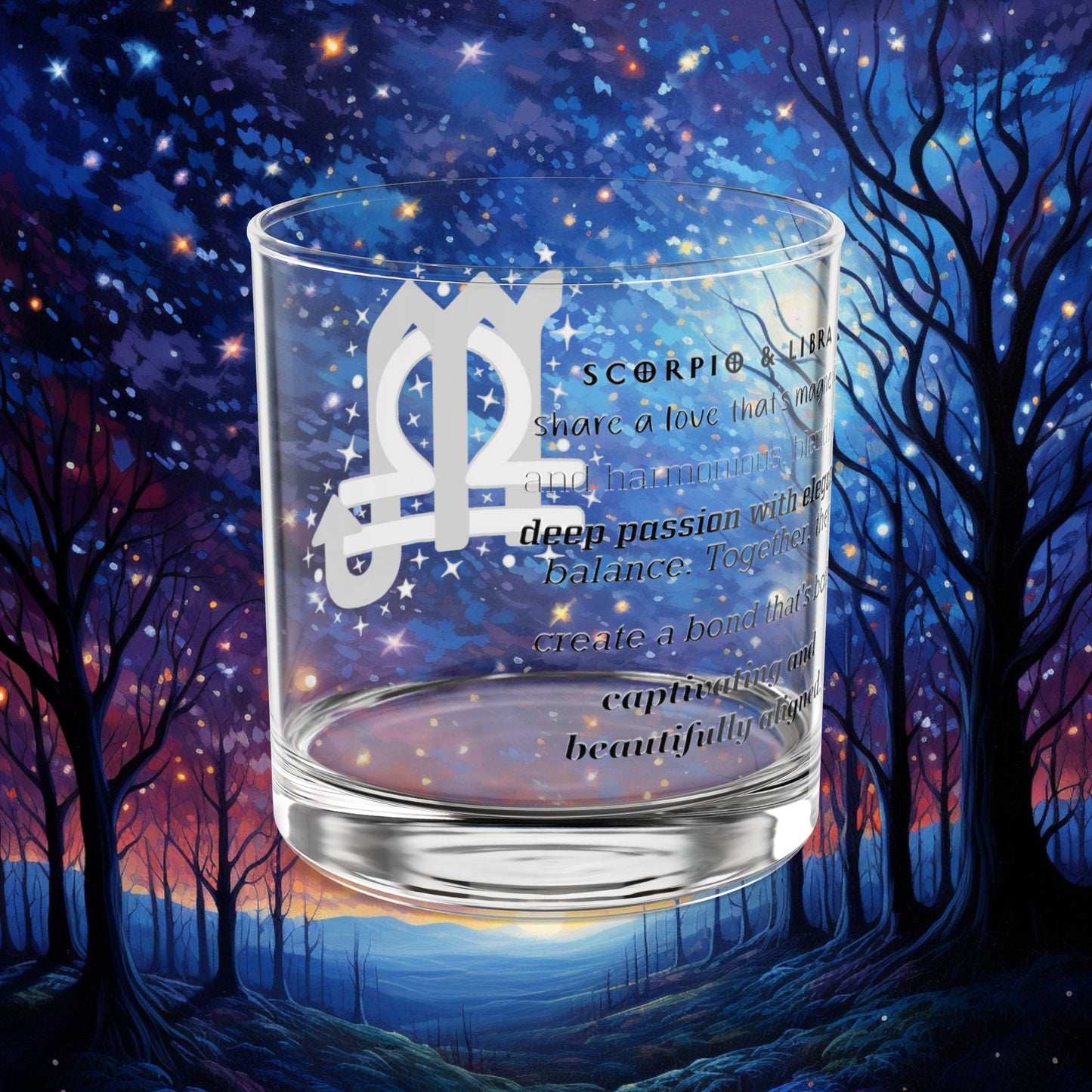 Scorpio Libra Zodiac Rocks Glass