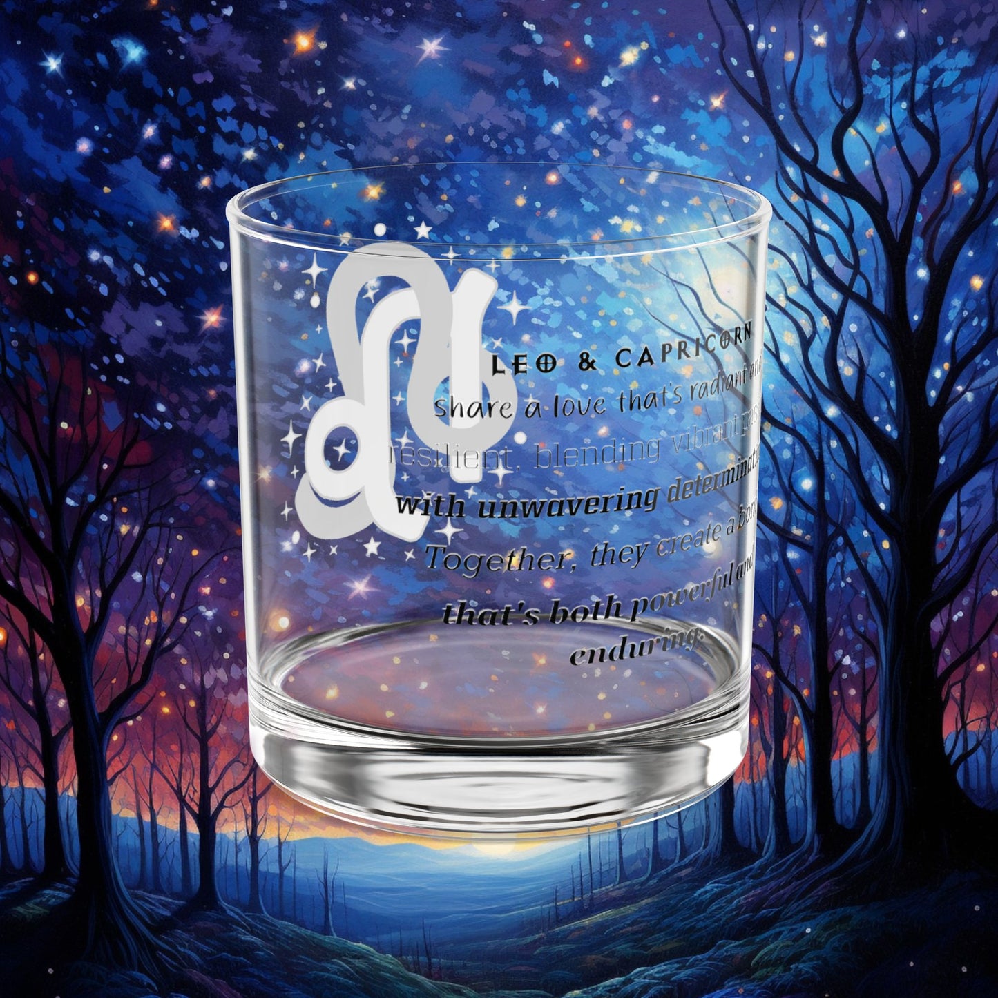 Leo Capricorn Zodiac Rocks Glass
