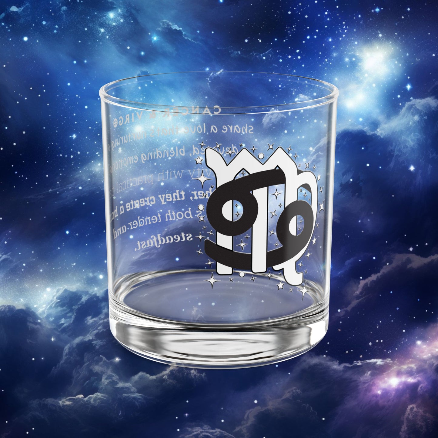Cancer Virgo Zodiac Rocks Glass