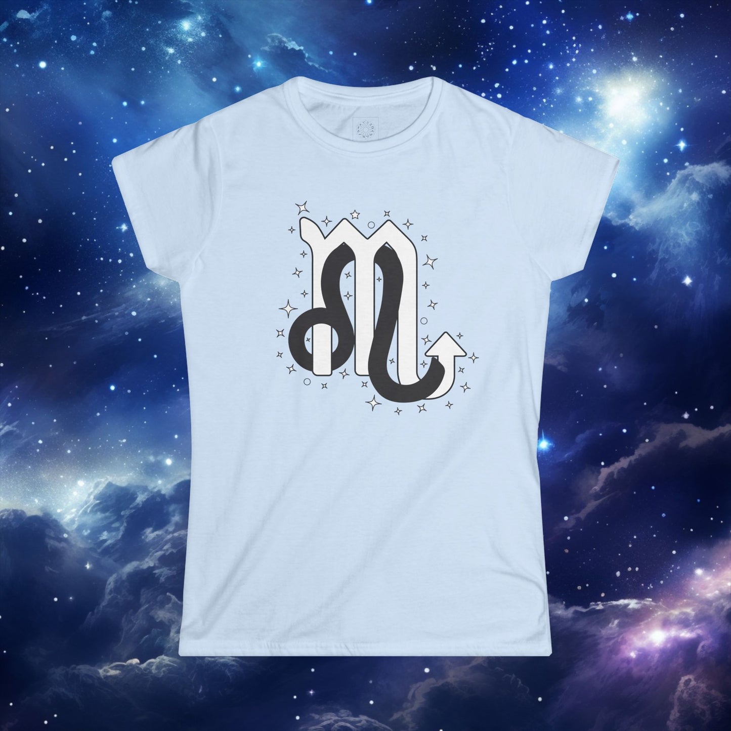 Astrology Zodiac Women's Softstyle Tee Leo and Scorpio with Love Description on Back