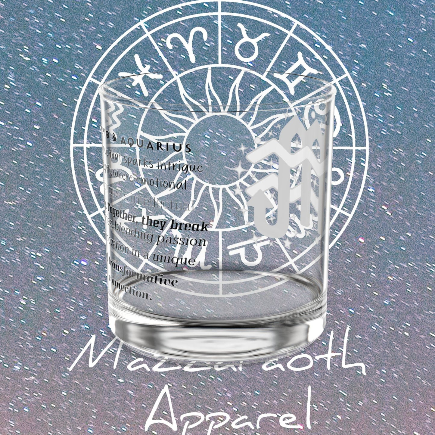 Scorpio Aquarius Zodiac Rocks Glass