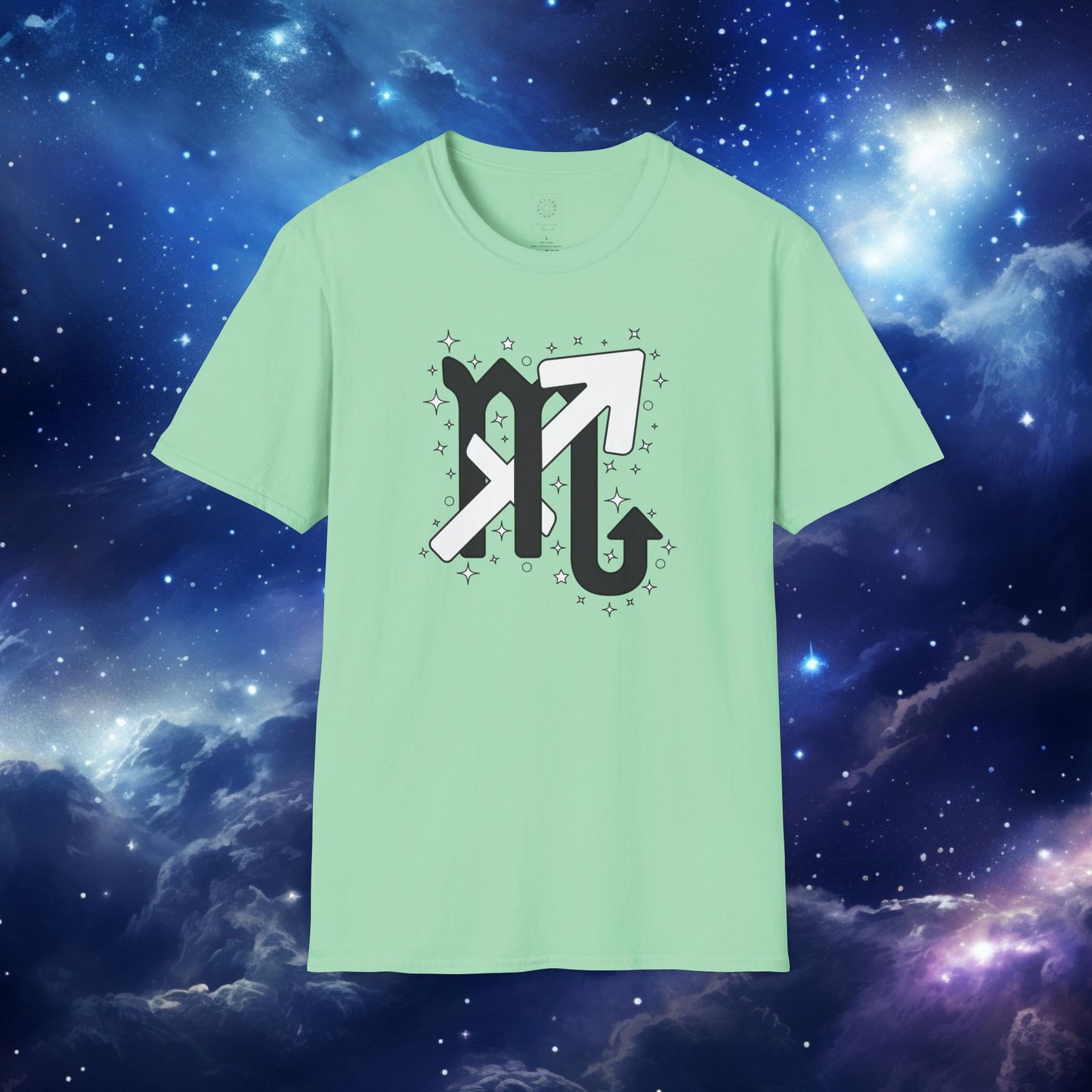Astrology Zodiac Unisex Softstyle T-Shirt Scorpio and Sagittarius with Love Description