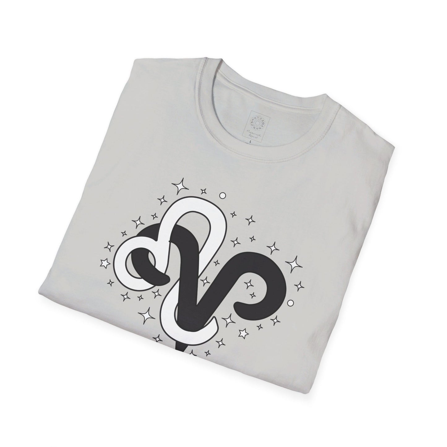 Astrology Zodiac Unisex Softstyle T-Shirt with Aries and Leo Symbols and Love Description