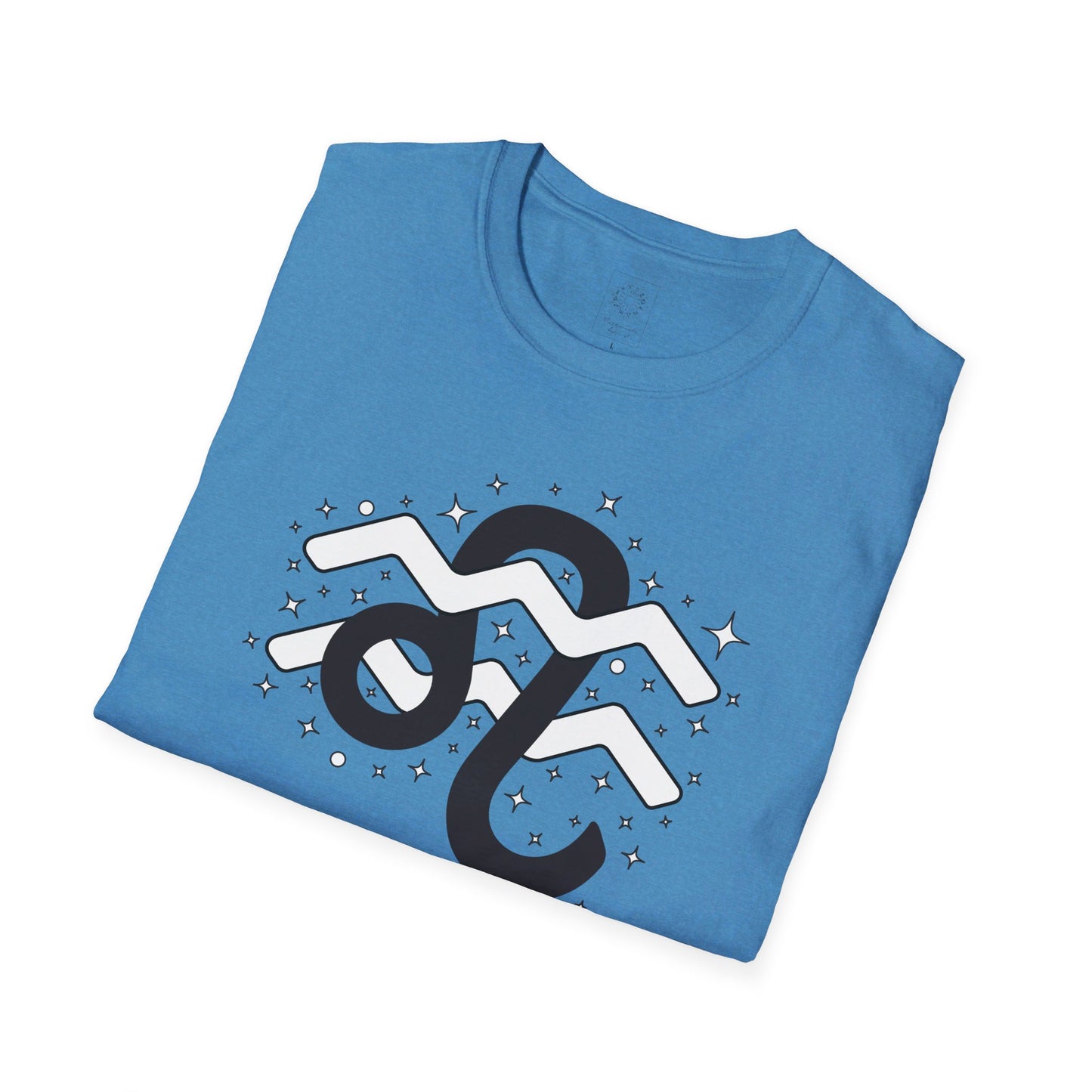 Astrology Zodiac Unisex Softstyle T-Shirt with Leo and Aquarius Symbols and Love Description