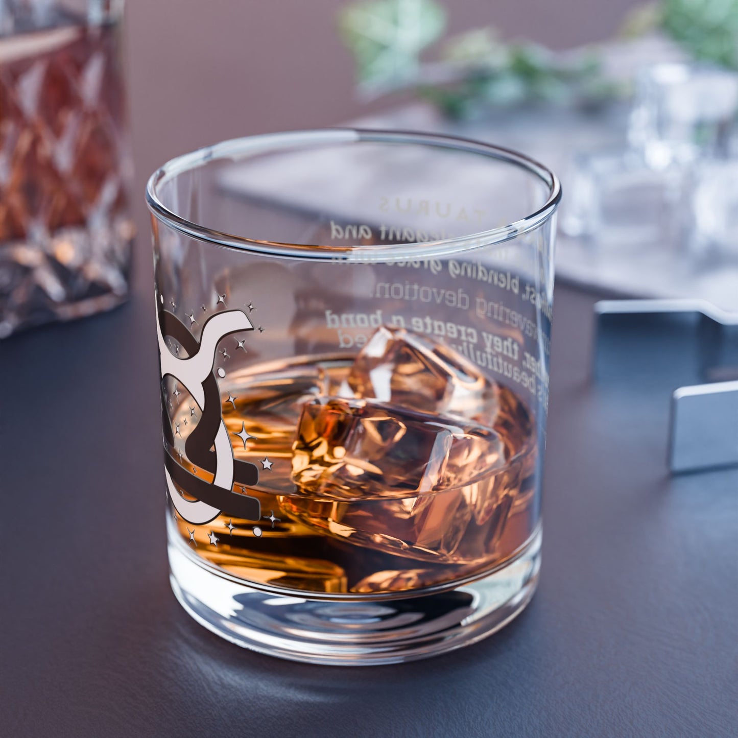 Libra Taurus Zodiac Rocks Glass