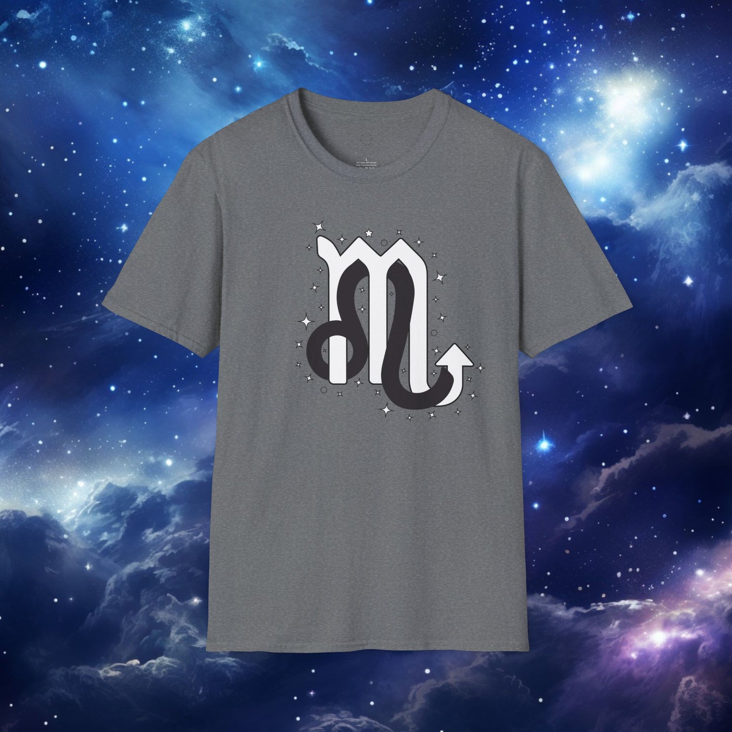 Astrology Zodiac Unisex Softstyle T-Shirt Leo and Scorpio With Love Description On Back