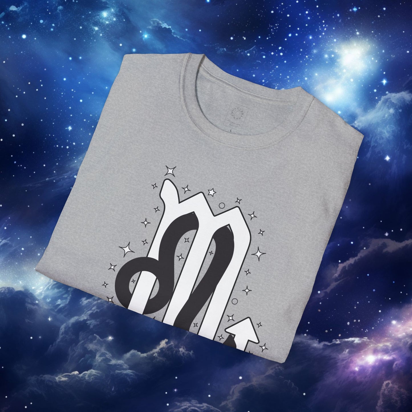 Astrology Zodiac Unisex Softstyle T-Shirt Leo and Scorpio With Love Description On Back