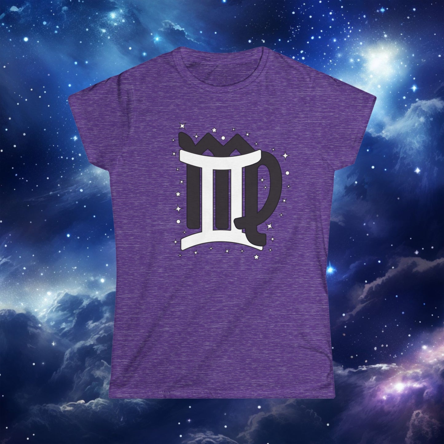 Astrology Zodiac Women's Softstyle Tee with Virgo and Gemini Symbols and Love Description