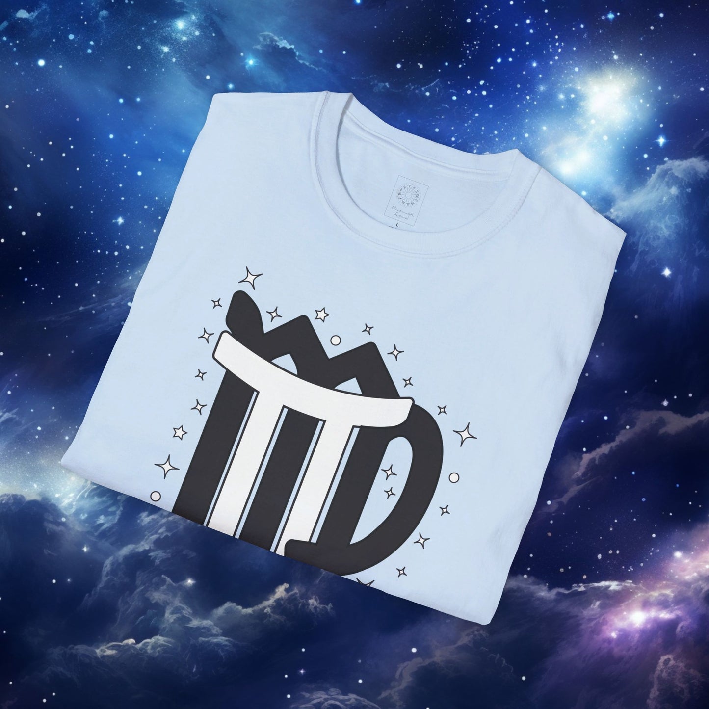 Astrology Zodiac Unisex Softstyle T-Shirt with Virgo and Gemini Symbols and Love Description