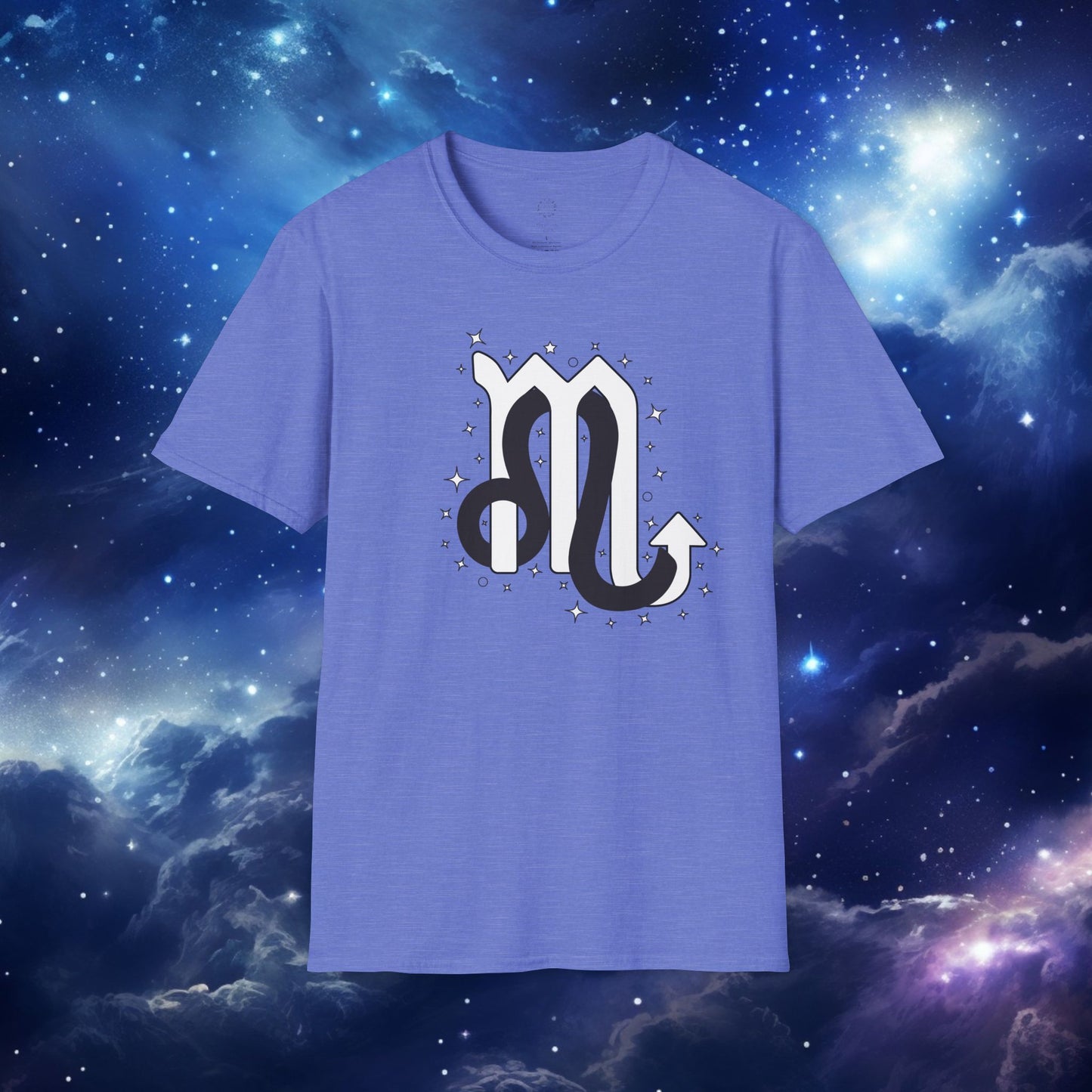 Astrology Zodiac Unisex Softstyle T-Shirt Leo and Scorpio With Love Description On Back