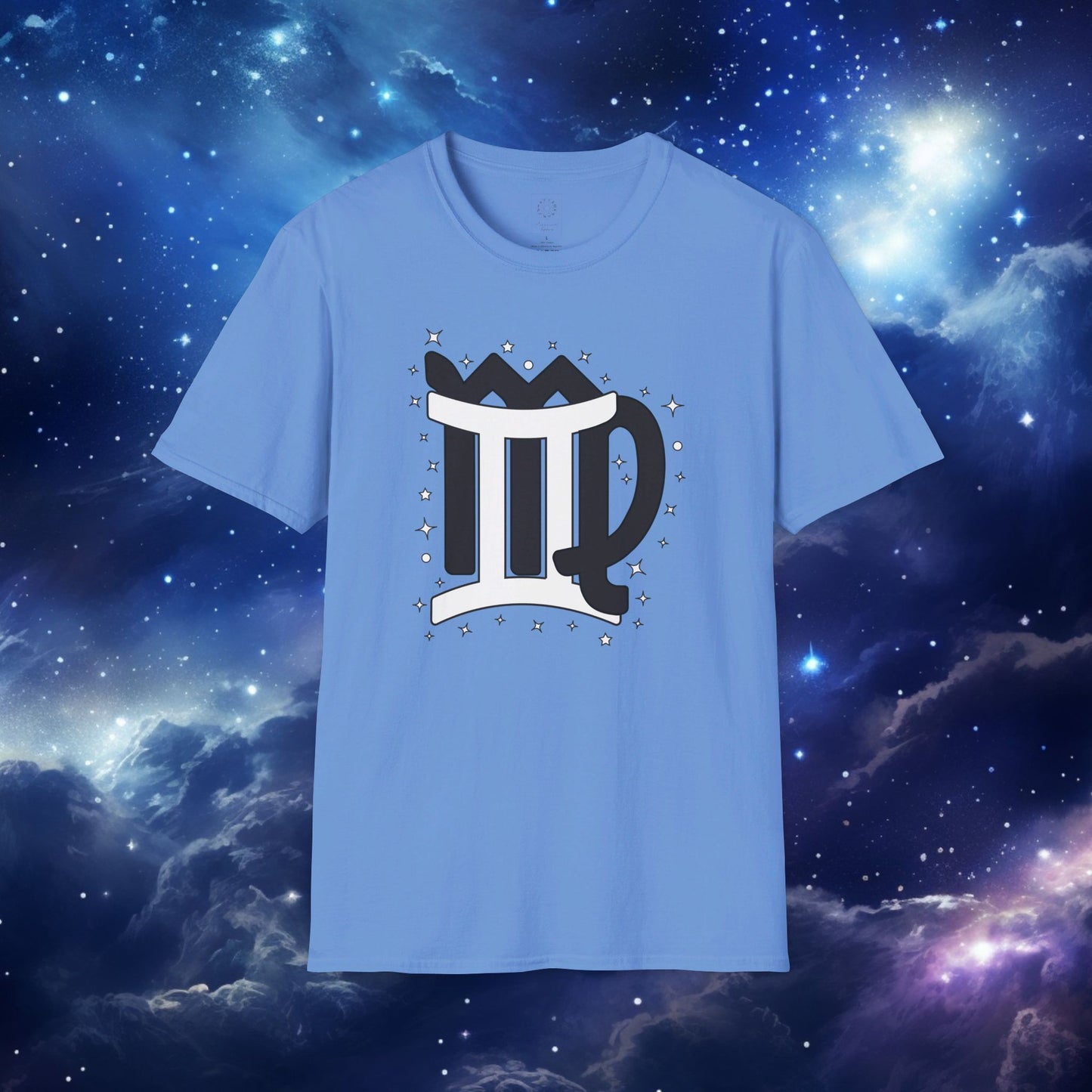 Astrology Zodiac Unisex Softstyle T-Shirt with Virgo and Gemini Symbols and Love Description