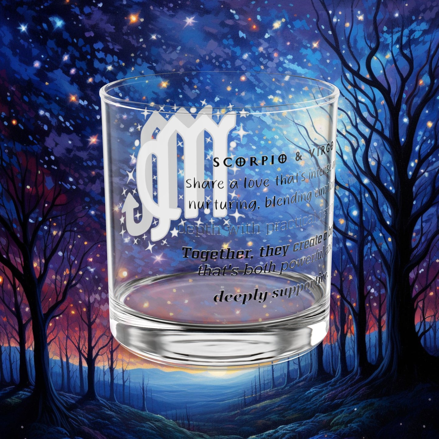 Scorpio Virgo Zodiac Rocks Glass