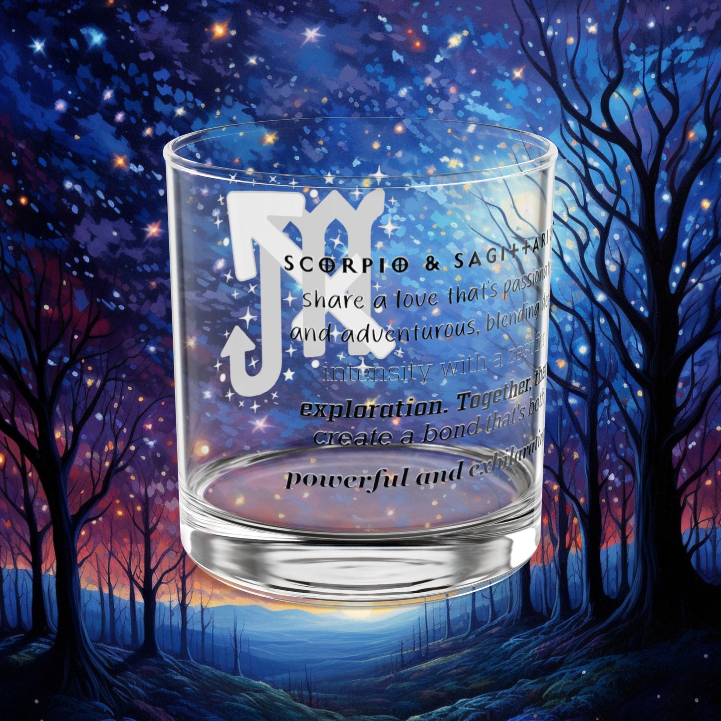 Scorpio Sagittarius Zodiac Rocks Glass
