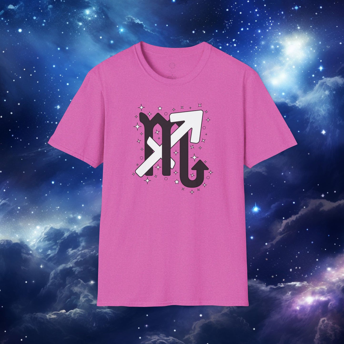 Astrology Zodiac Unisex Softstyle T-Shirt Scorpio and Sagittarius with Love Description