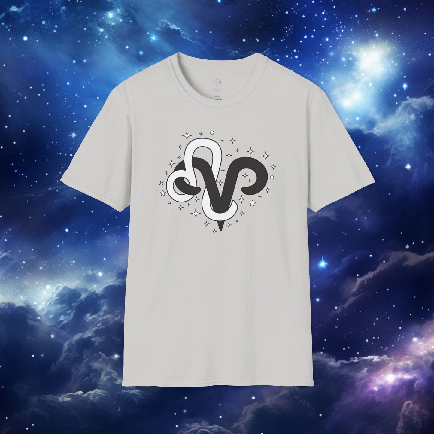 Astrology Zodiac Unisex Softstyle T-Shirt with Aries and Leo Symbols and Love Description