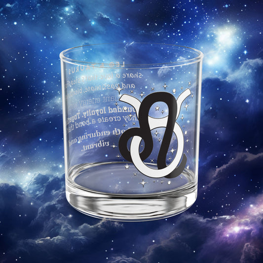 Leo Taurus Zodiac Rocks Glass