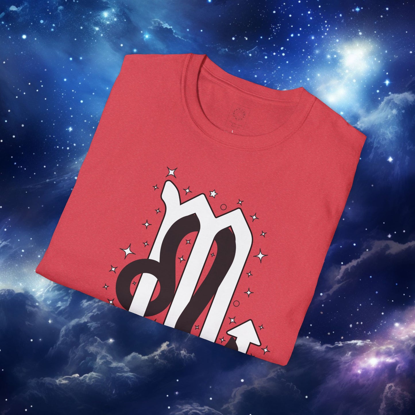 Astrology Zodiac Unisex Softstyle T-Shirt Leo and Scorpio With Love Description On Back