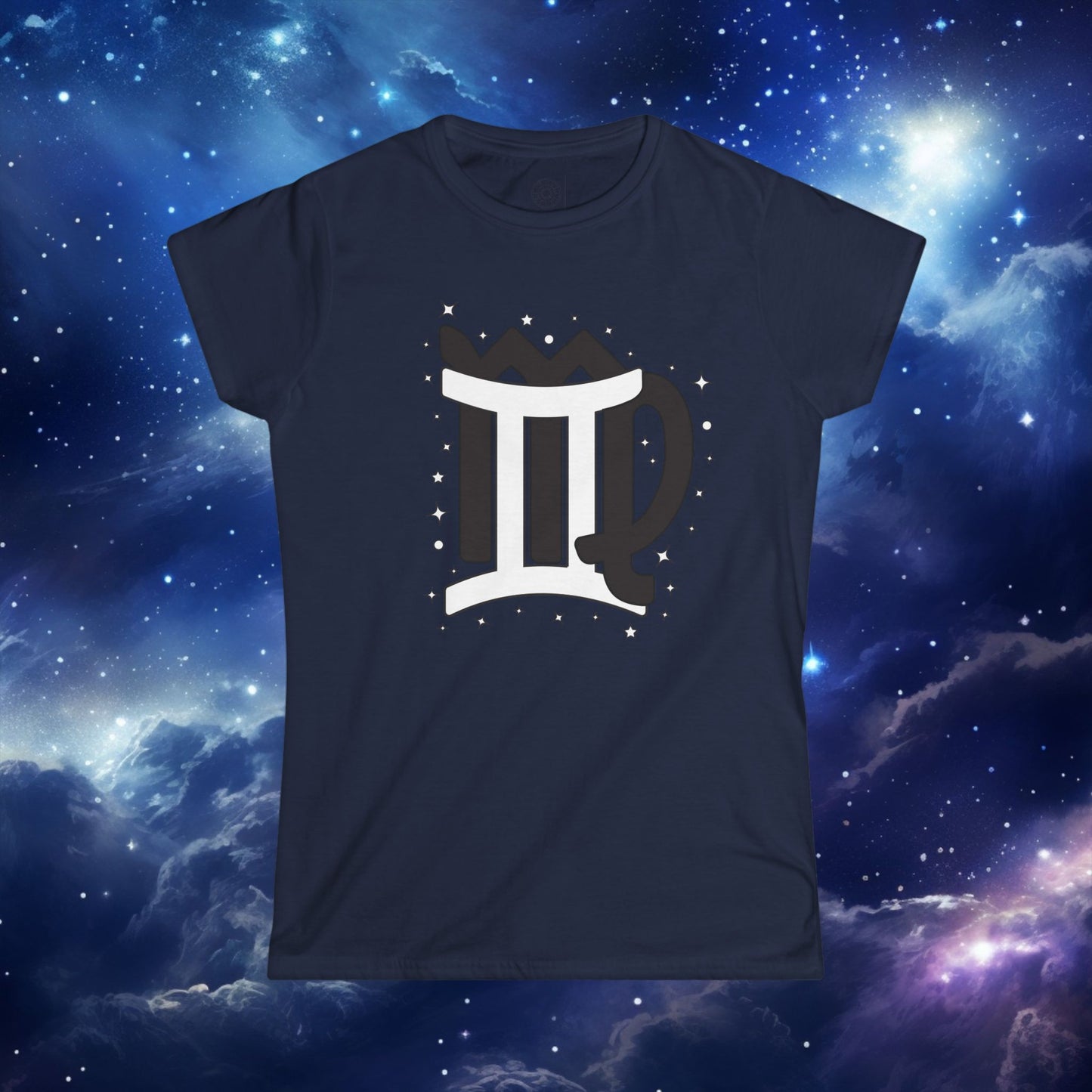 Astrology Zodiac Women's Softstyle Tee with Virgo and Gemini Symbols and Love Description