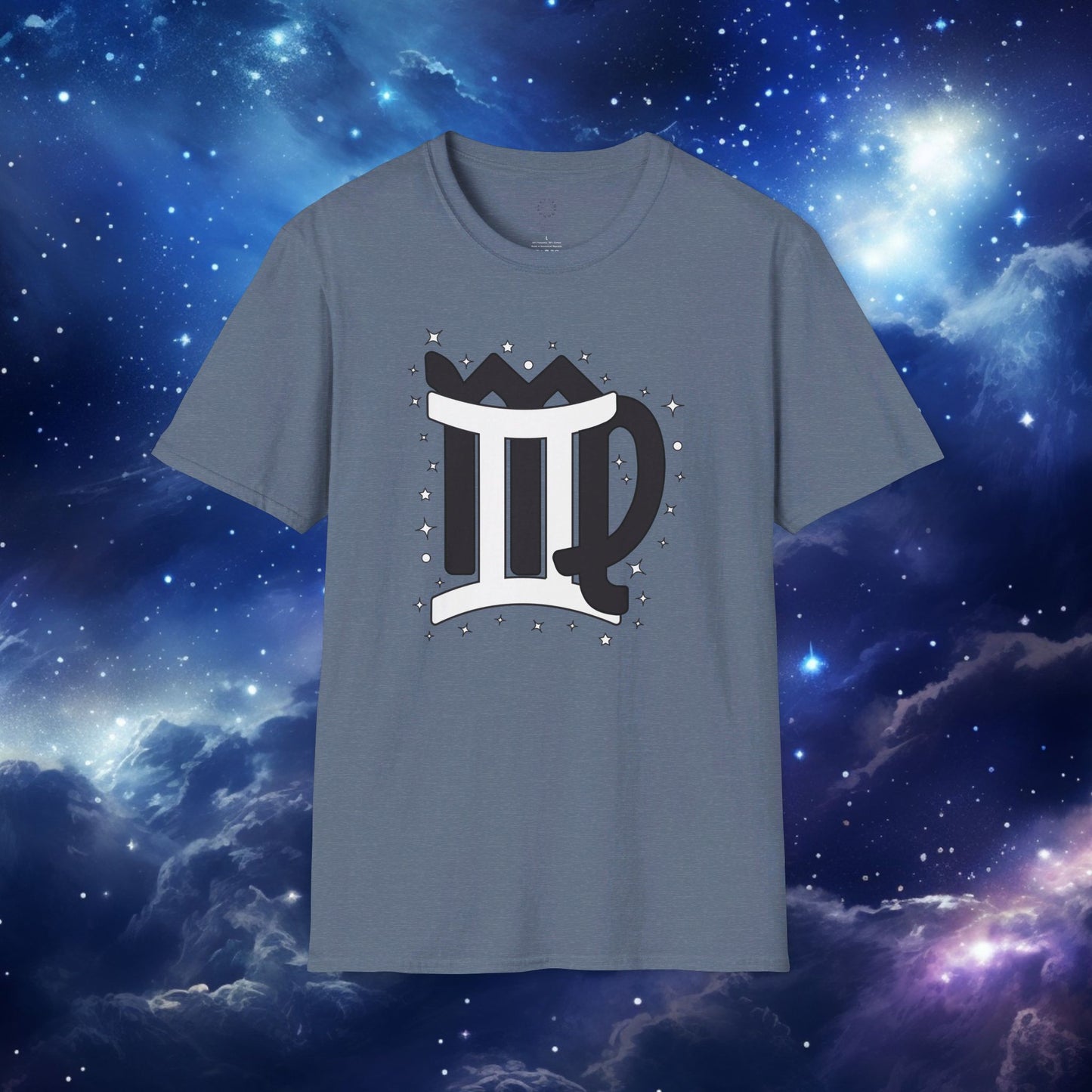 Astrology Zodiac Unisex Softstyle T-Shirt with Virgo and Gemini Symbols and Love Description