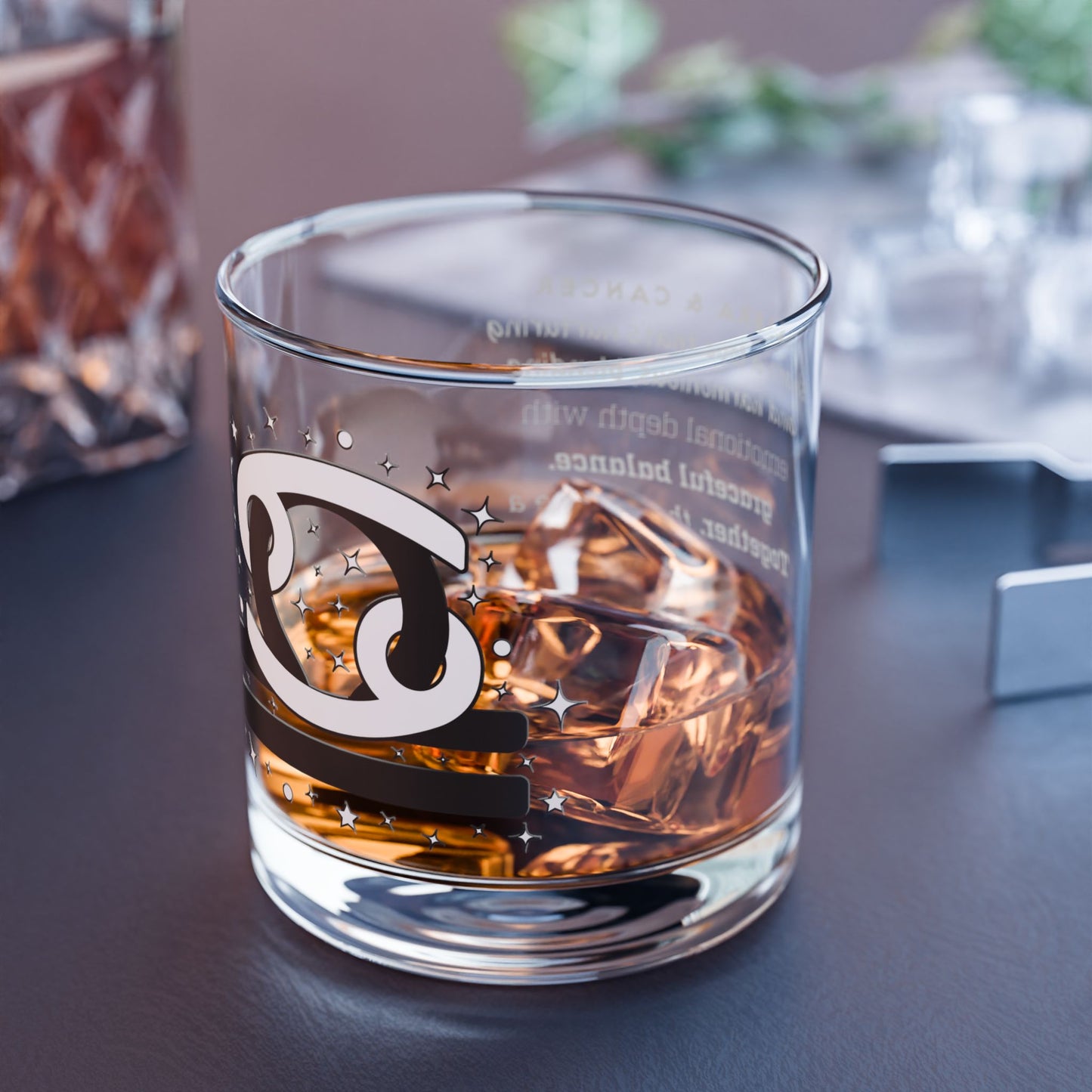 Libra Cancer Zodiac Rocks Glass