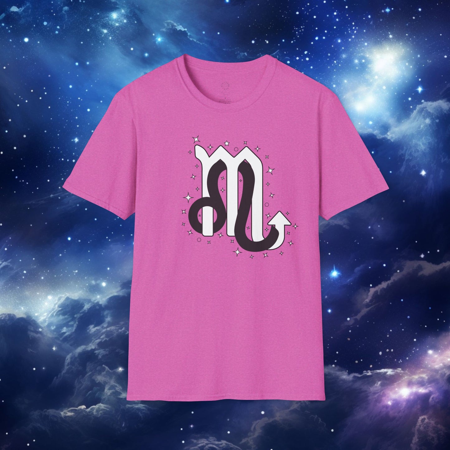 Astrology Zodiac Unisex Softstyle T-Shirt Leo and Scorpio With Love Description On Back