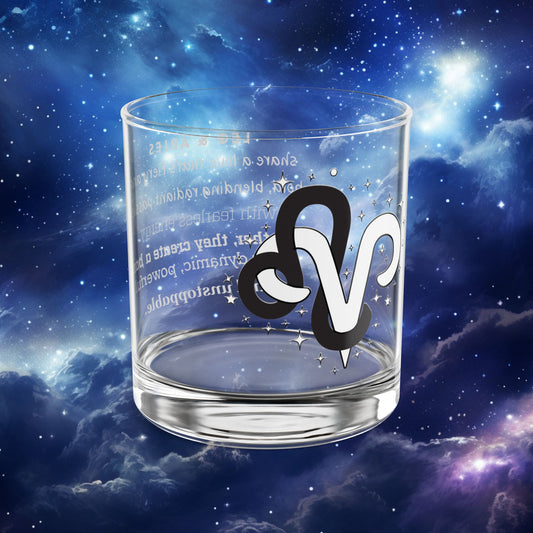 Leo Aries Zodiac Rocks Glass