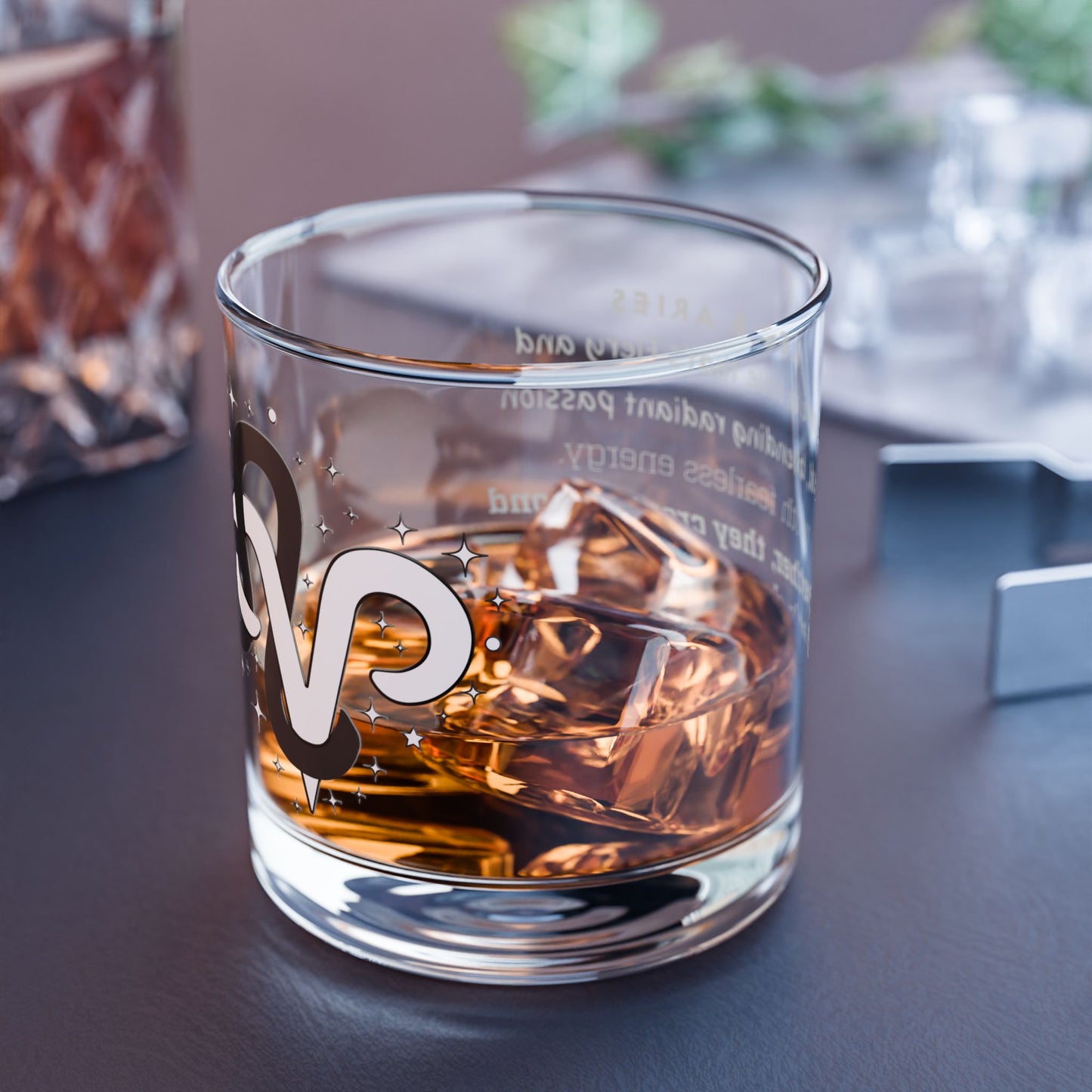 Leo Aries Zodiac Rocks Glass
