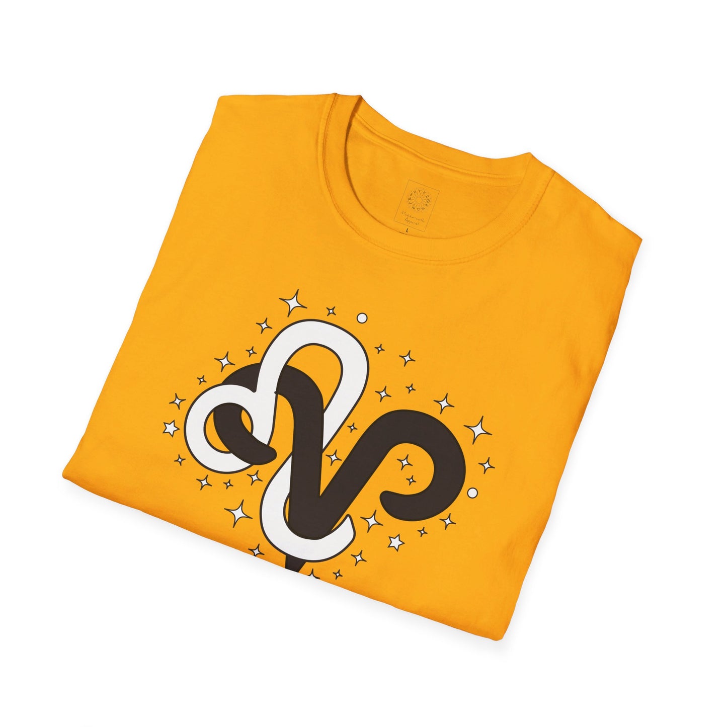 Astrology Zodiac Unisex Softstyle T-Shirt with Aries and Leo Symbols and Love Description