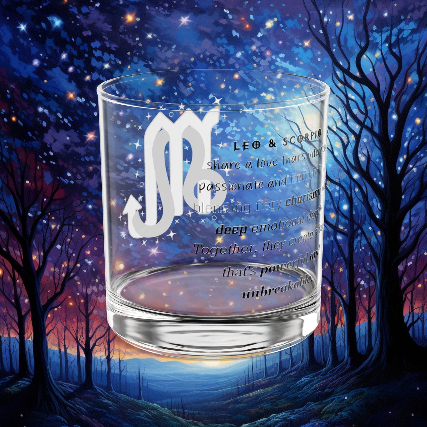 Leo Scorpio Zodiac Rocks Glass