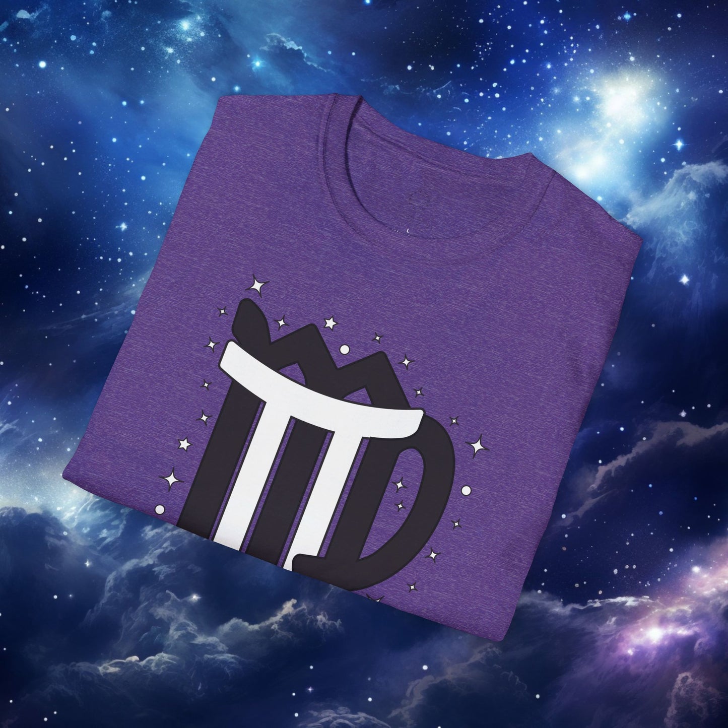 Astrology Zodiac Unisex Softstyle T-Shirt with Virgo and Gemini Symbols and Love Description