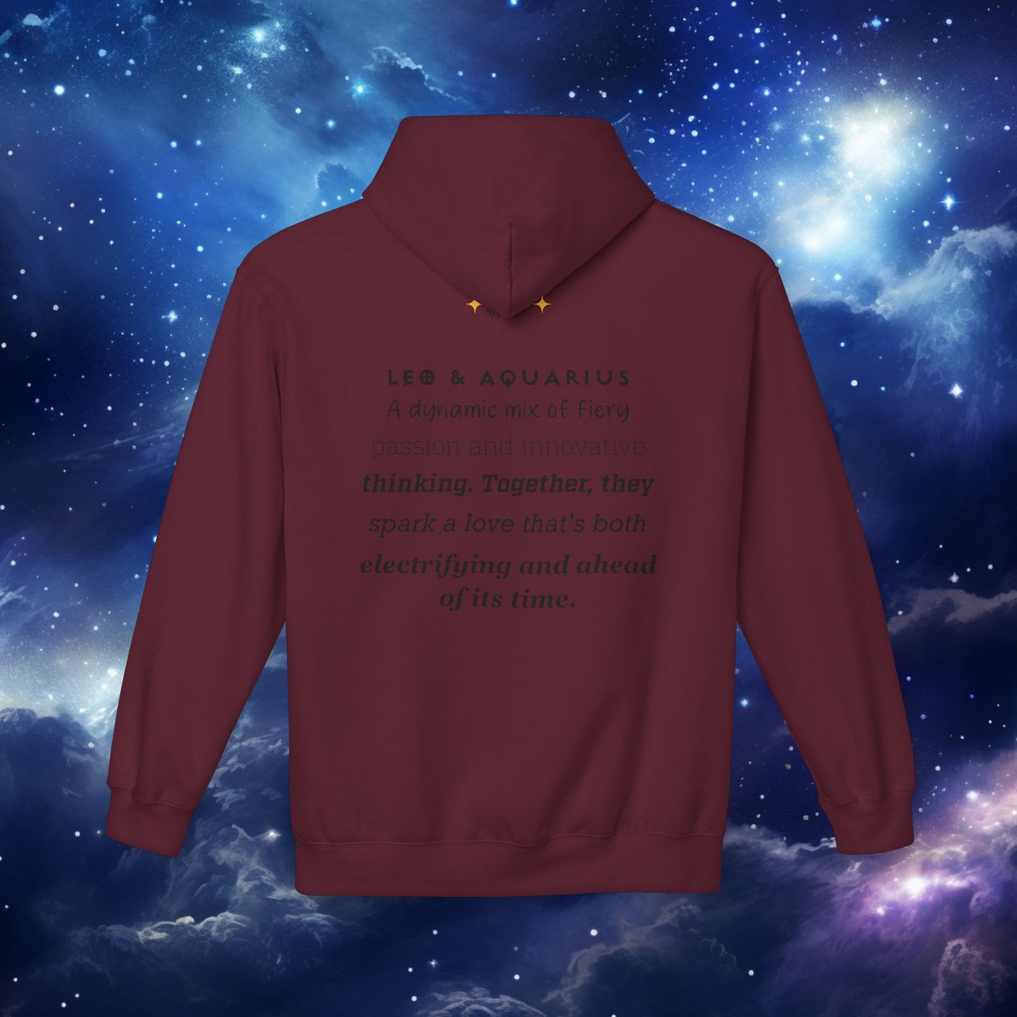 Astrology Zodiac Pairing Hoodie - Leo and Aquarius Love Description
