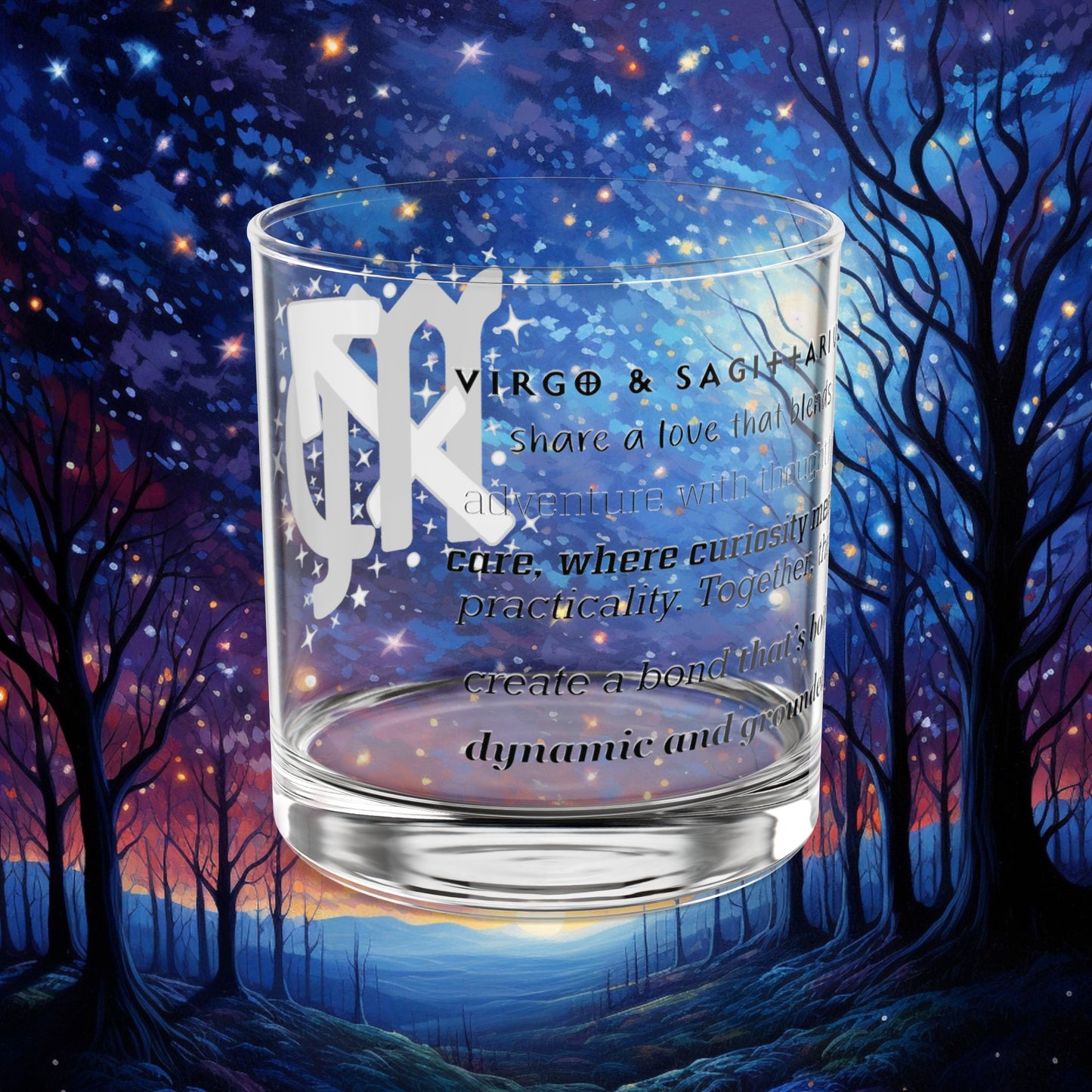 Virgo Sagittarius Zodiac Rocks Glass