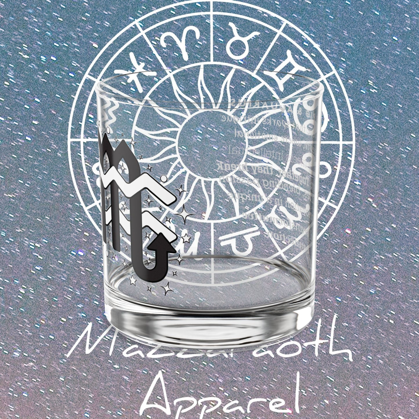 Scorpio Aquarius Zodiac Rocks Glass