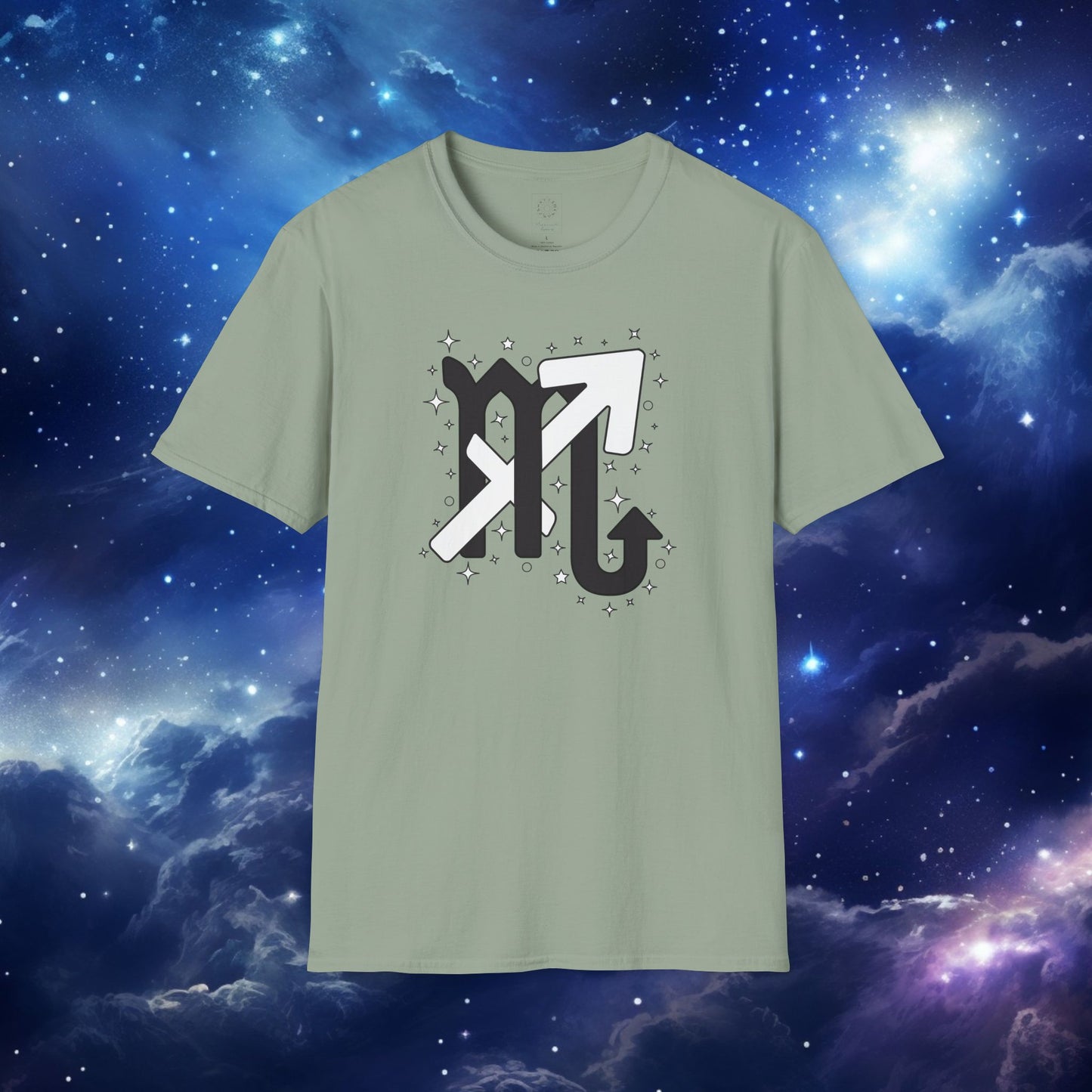 Astrology Zodiac Unisex Softstyle T-Shirt Scorpio and Sagittarius with Love Description