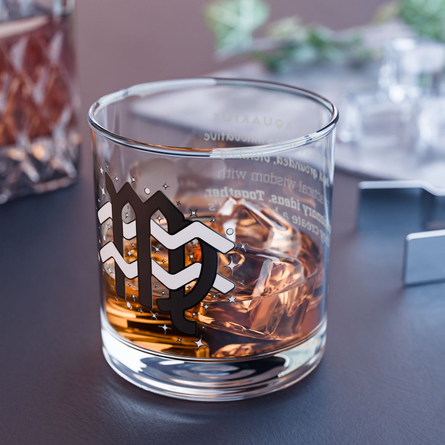 Virgo Aquarius Zodiac Rocks Glass
