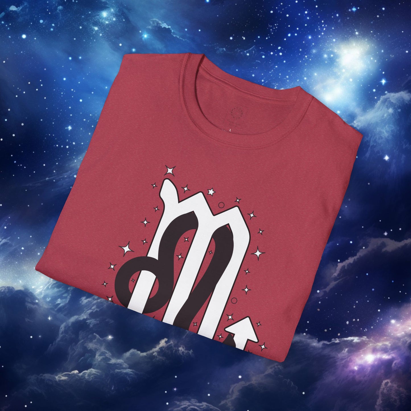 Astrology Zodiac Unisex Softstyle T-Shirt Leo and Scorpio With Love Description On Back