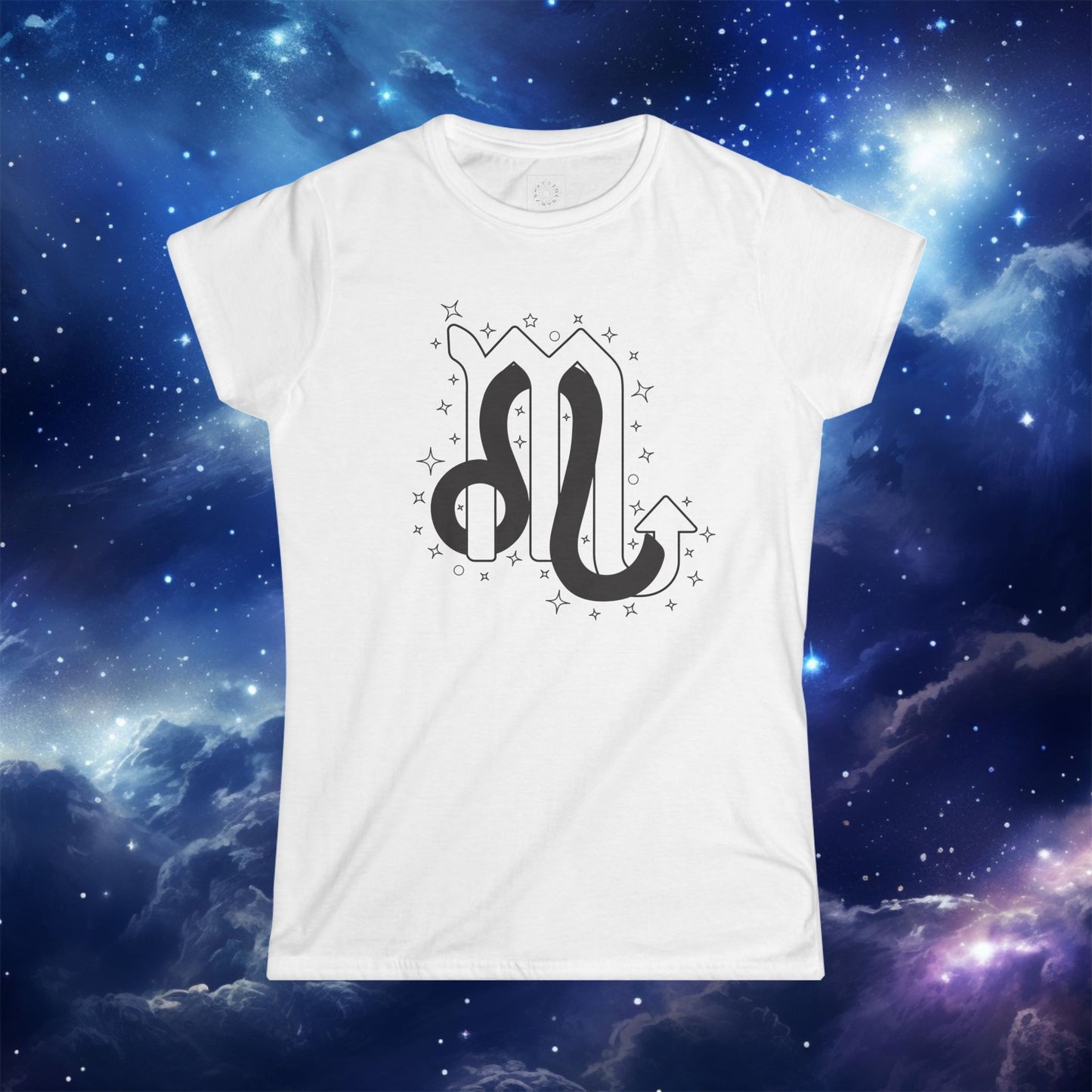 Astrology Zodiac Women's Softstyle Tee Leo and Scorpio with Love Description on Back