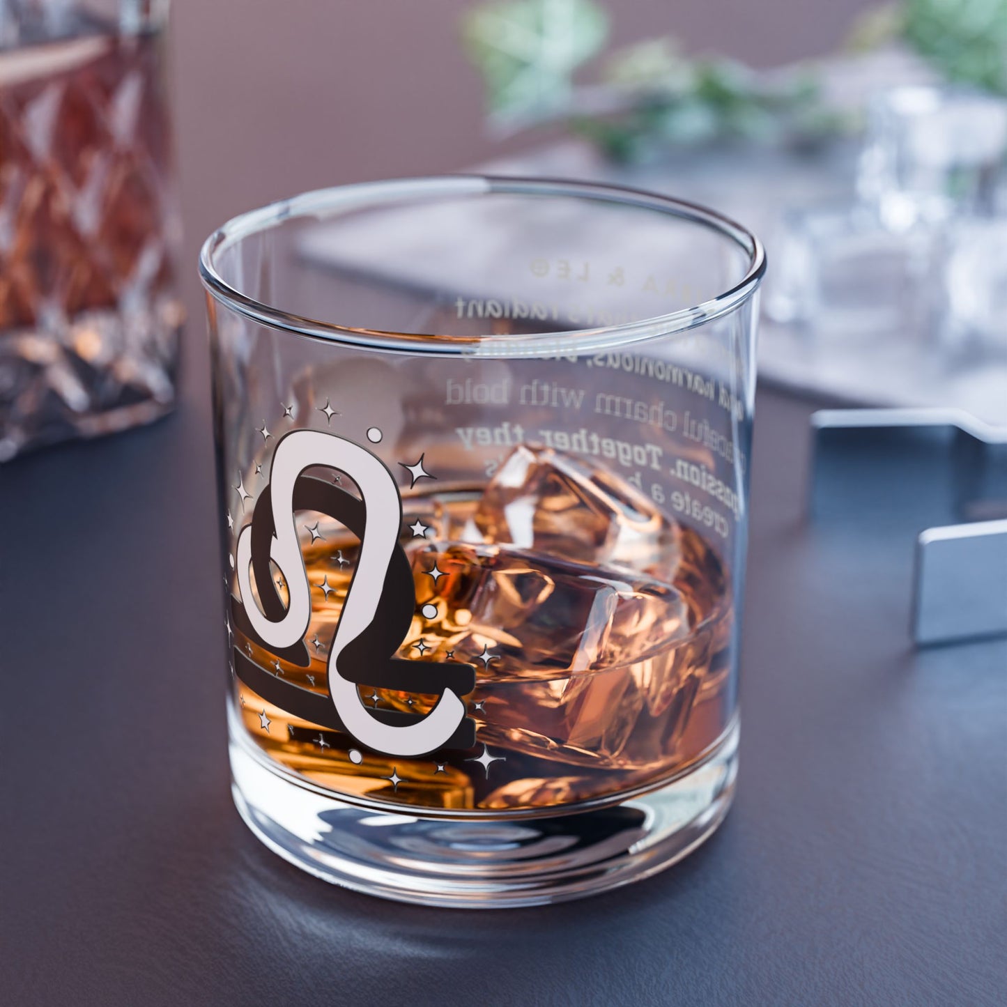 Libra Leo Zodiac Rocks Glass