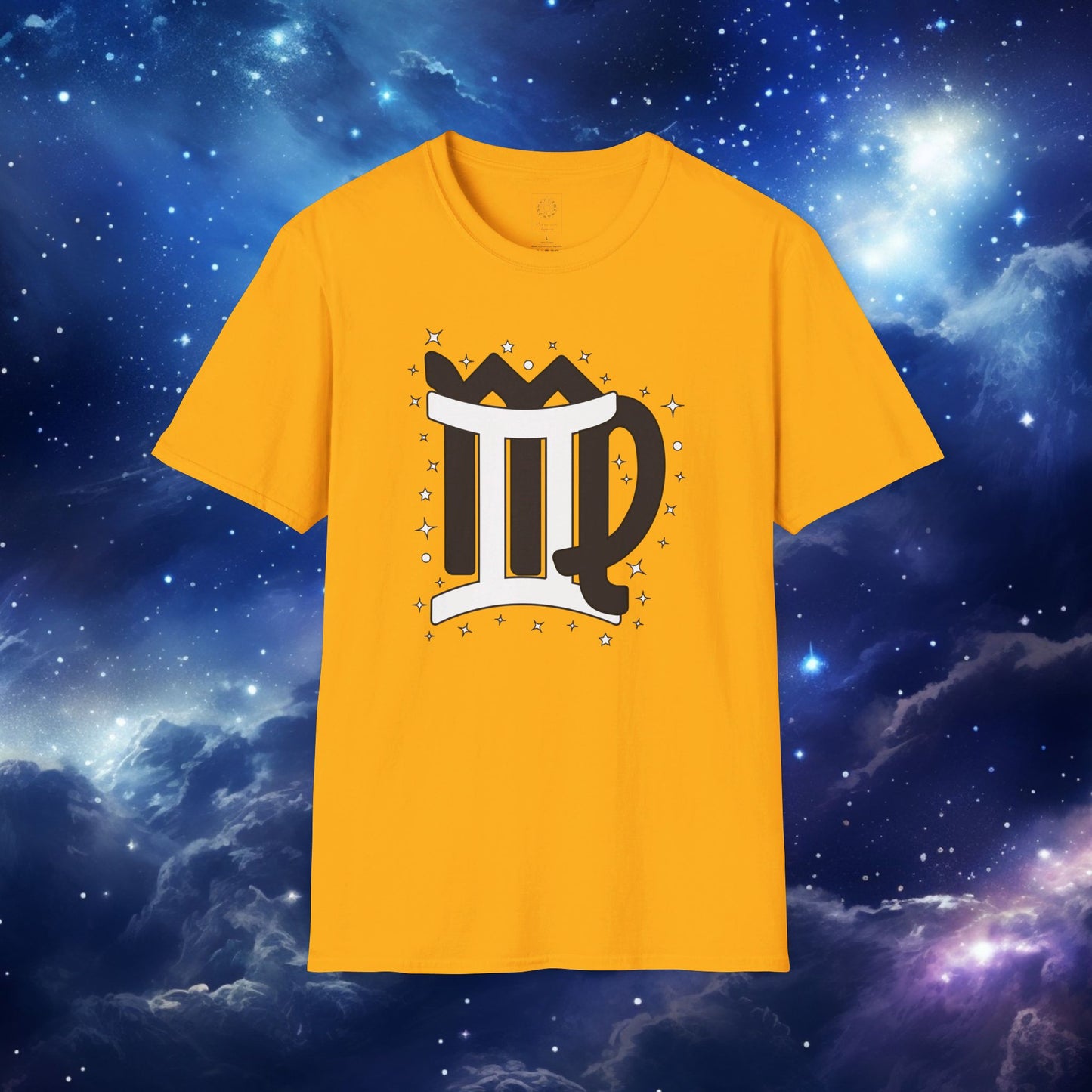 Astrology Zodiac Unisex Softstyle T-Shirt with Virgo and Gemini Symbols and Love Description