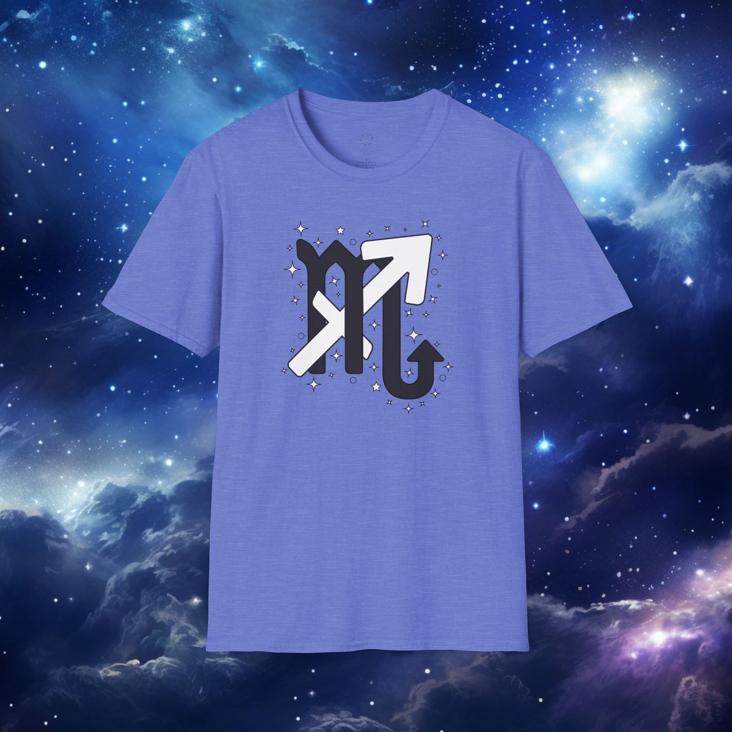 Astrology Zodiac Unisex Softstyle T-Shirt Scorpio and Sagittarius with Love Description