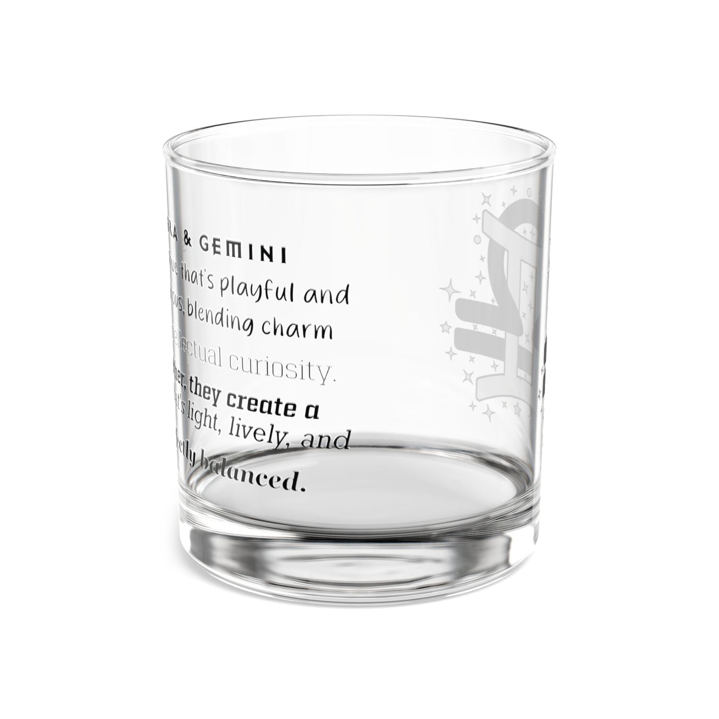 Libra Gemini Zodiac Rocks Glass