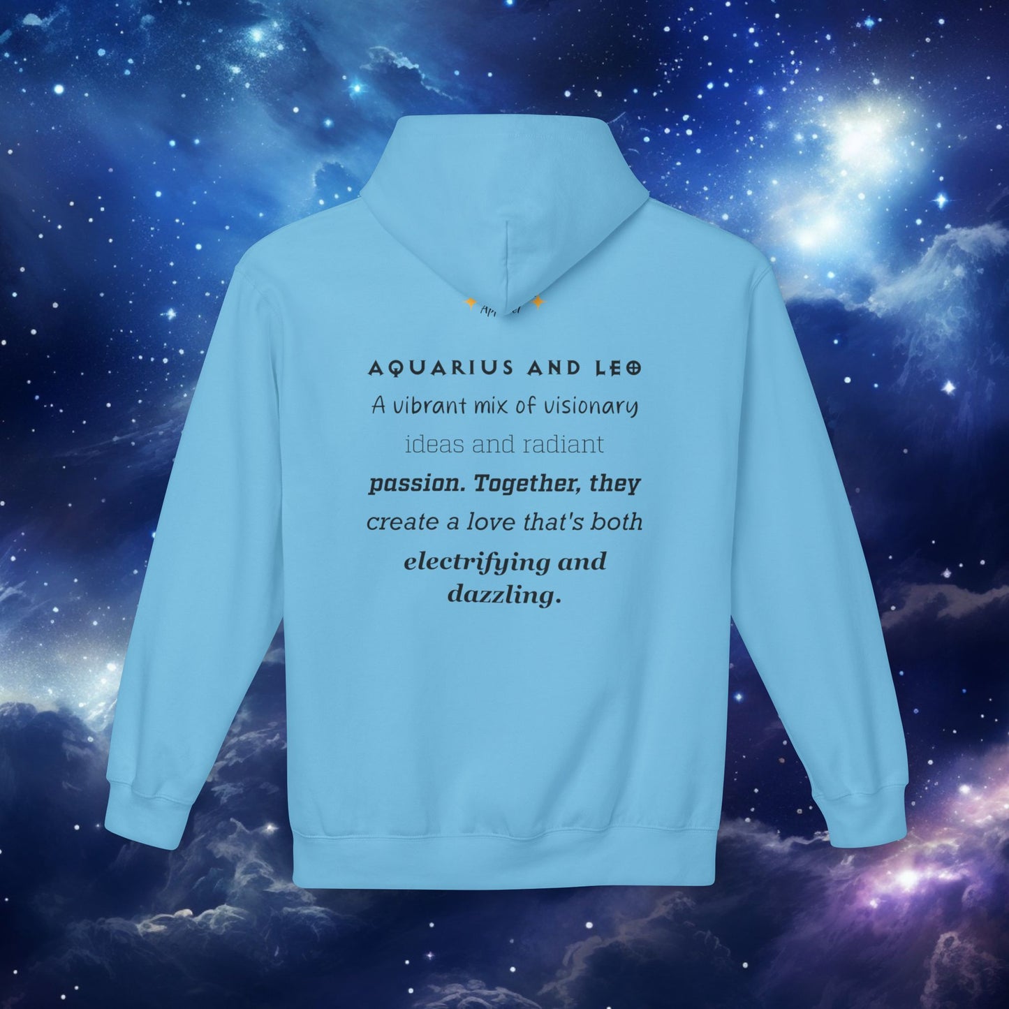 Astrology Zodiac Pairing Hoodie - Aquarius and Leo Love Description