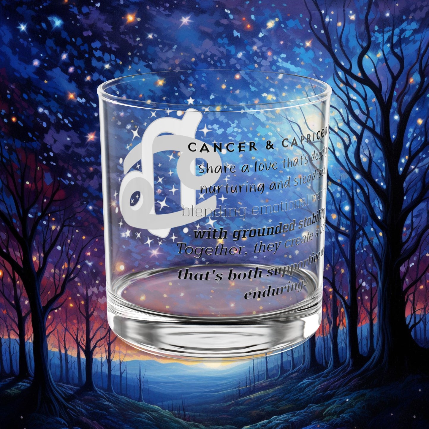 Cancer Capricorn Zodiac Rocks Glass