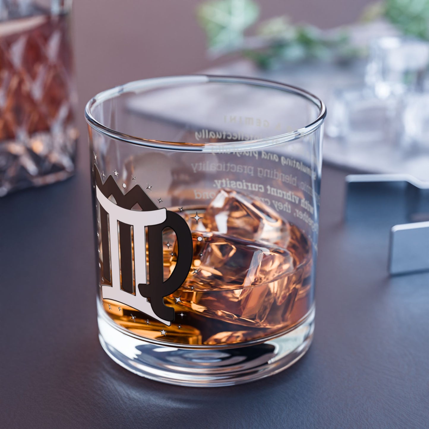 Virgo Gemini Zodiac Rocks Glass