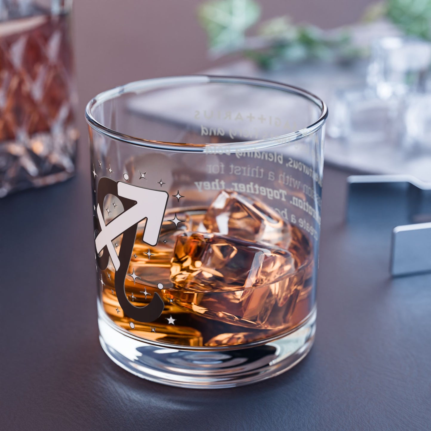 Leo Sagittarius Zodiac Rocks Glass